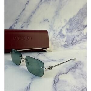 NEW Gucci GG1703S Silver Mirror Rimless Unisex Sunglasses $625